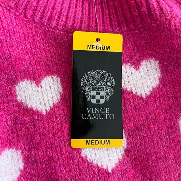 NWT Vince Camuto Pink Heart Sweater Size Medium - Picture 5 of 6